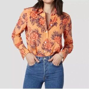 Equipment Quinne Silk Shirt Medium Button Down Peach Floral